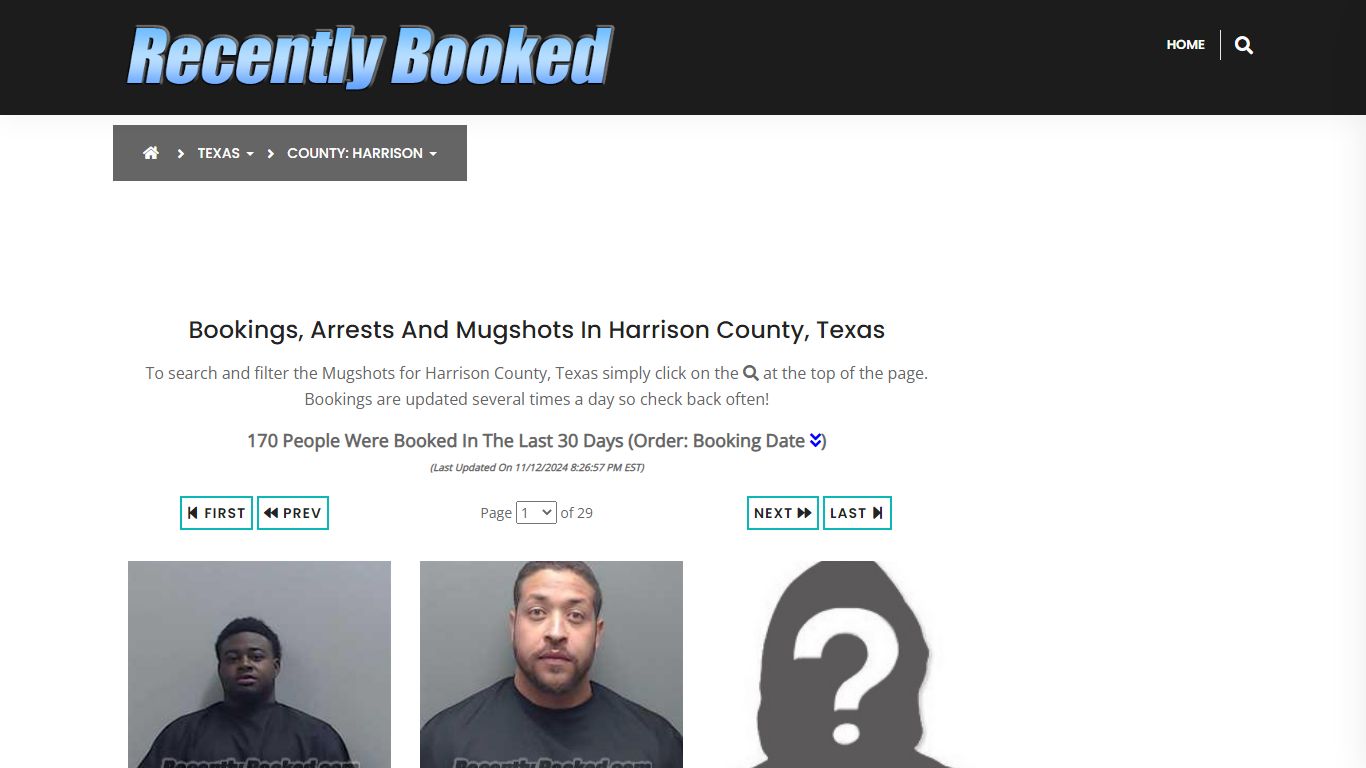 Bookings, Arrests and Mugshots in Harrison County, Texas - Recently Booked