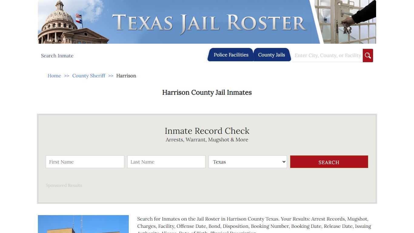 Harrison County Jail Inmates - Jail Roster Search