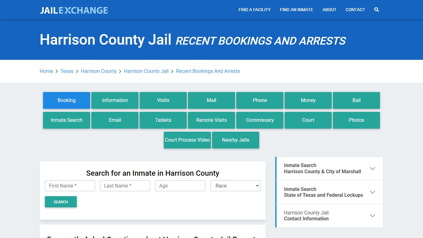 Harrison County Jail TX Recent Arrests and Bookings - Jail Exchange